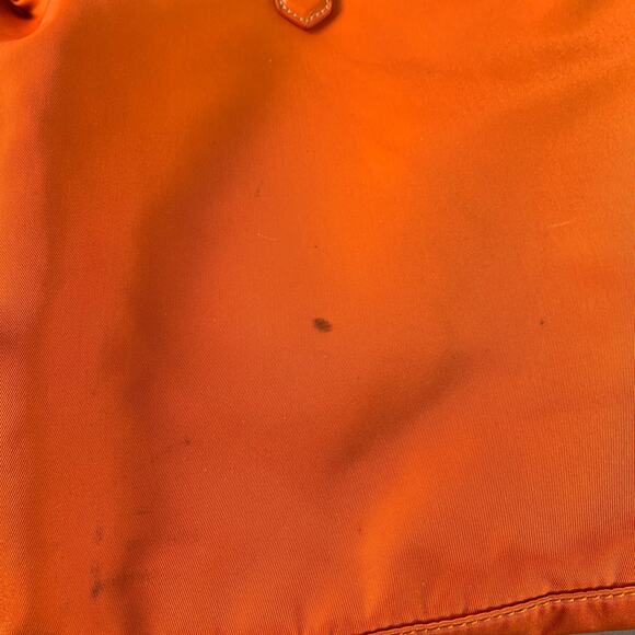 PRADA Orange Gold Saffiano Nylon Leather Trim Tote Handbag - Picture 9 of 12